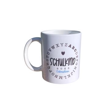 Keramiktasse Schulkind 2025 mit Vornamen personalisiert Einschulung Namenstasse - Artikel-Nr. 1100004